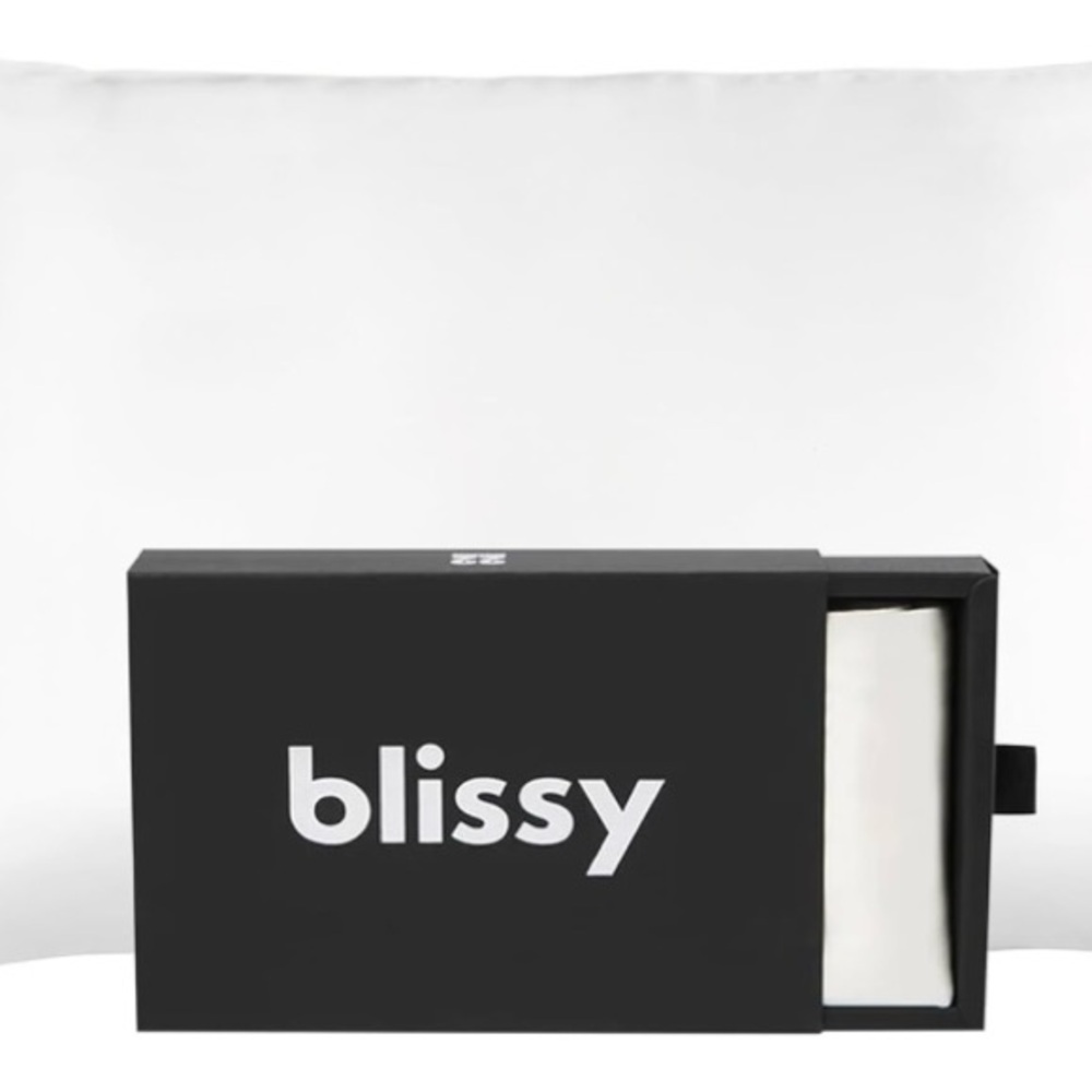 Blissy Silk Pillowcase - 100% Pure Mulberry Silk Pillow Cover(Standard, White)